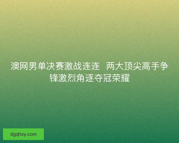 澳网男单决赛激战连连  两大顶尖高手争锋激烈角逐夺冠荣耀